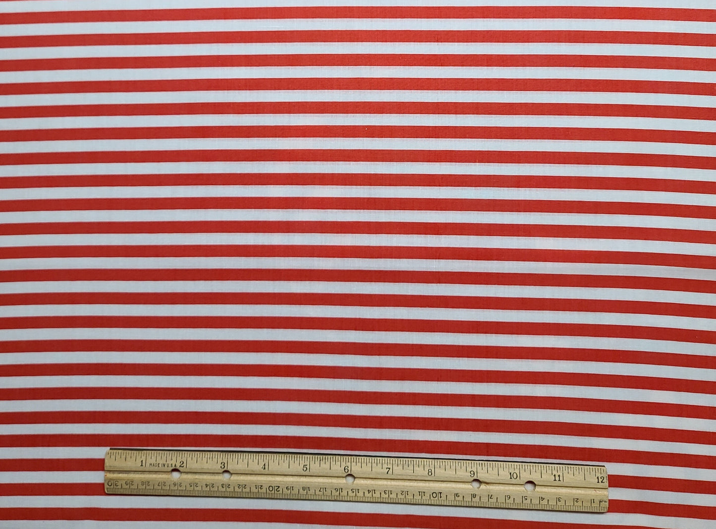 RTC Fabrics - Red and White Horizontal Stripe (Selvage to Selvage) Fabric - Stripes are Appr 1/4" Wide)