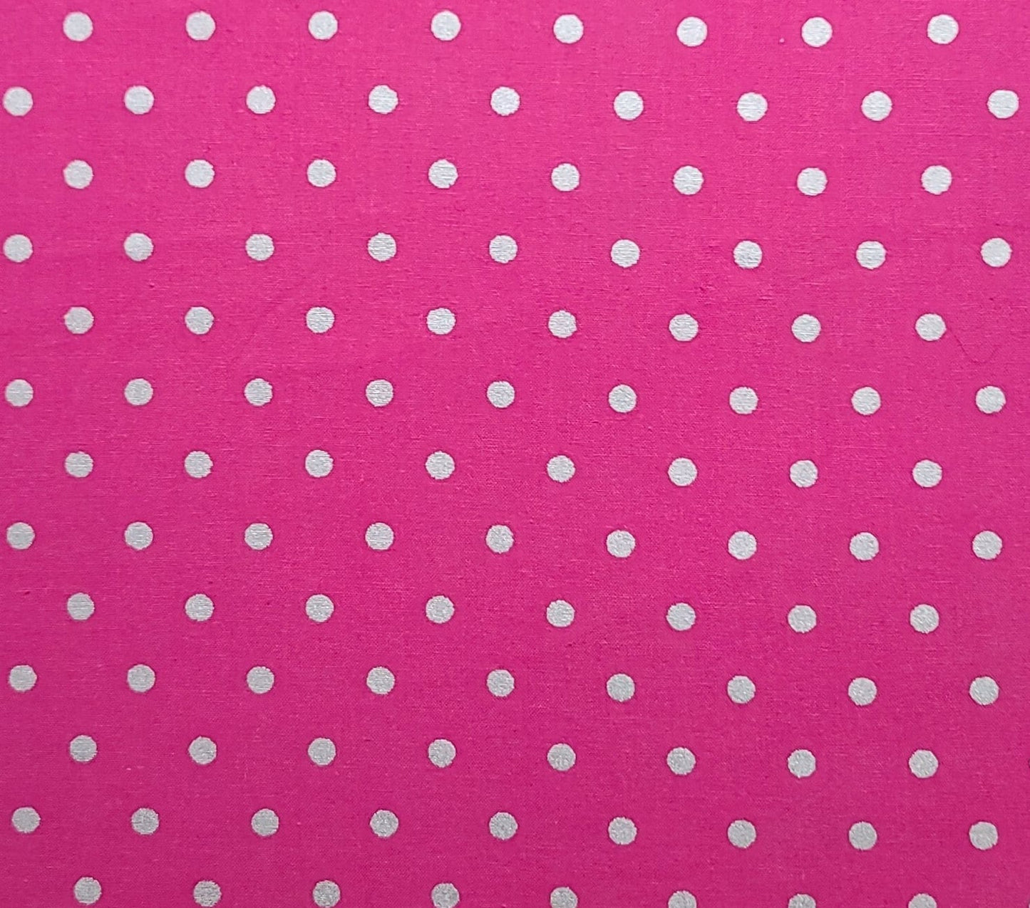 JoAnn Fabrics - Raspberry Colored Fabric / Silver Metallic Polka Dot Print