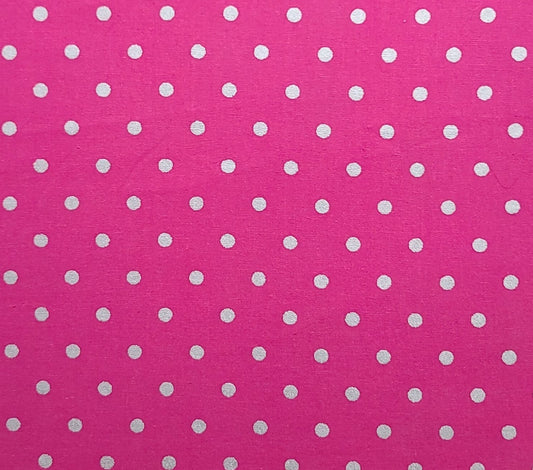 JoAnn Fabrics - Raspberry Colored Fabric / Silver Metallic Polka Dot Print