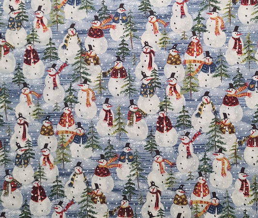 Starry Night by Carol Enders for Benartex Style 835 - Blue Tonal Fabric / Snowman Print