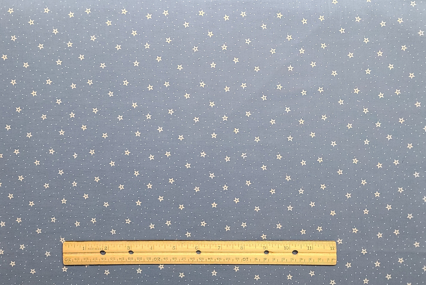 Designed by Virginia Robertson for Fabri-Quilt Inc - Blue Fabric / White Star and Pindot Print