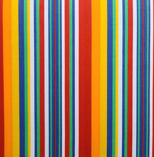 Vertical Stripe (Parallel to Selvage) Fabric - Red, Orange, Blue, Green, Yellow - Selvage to Selvage Print