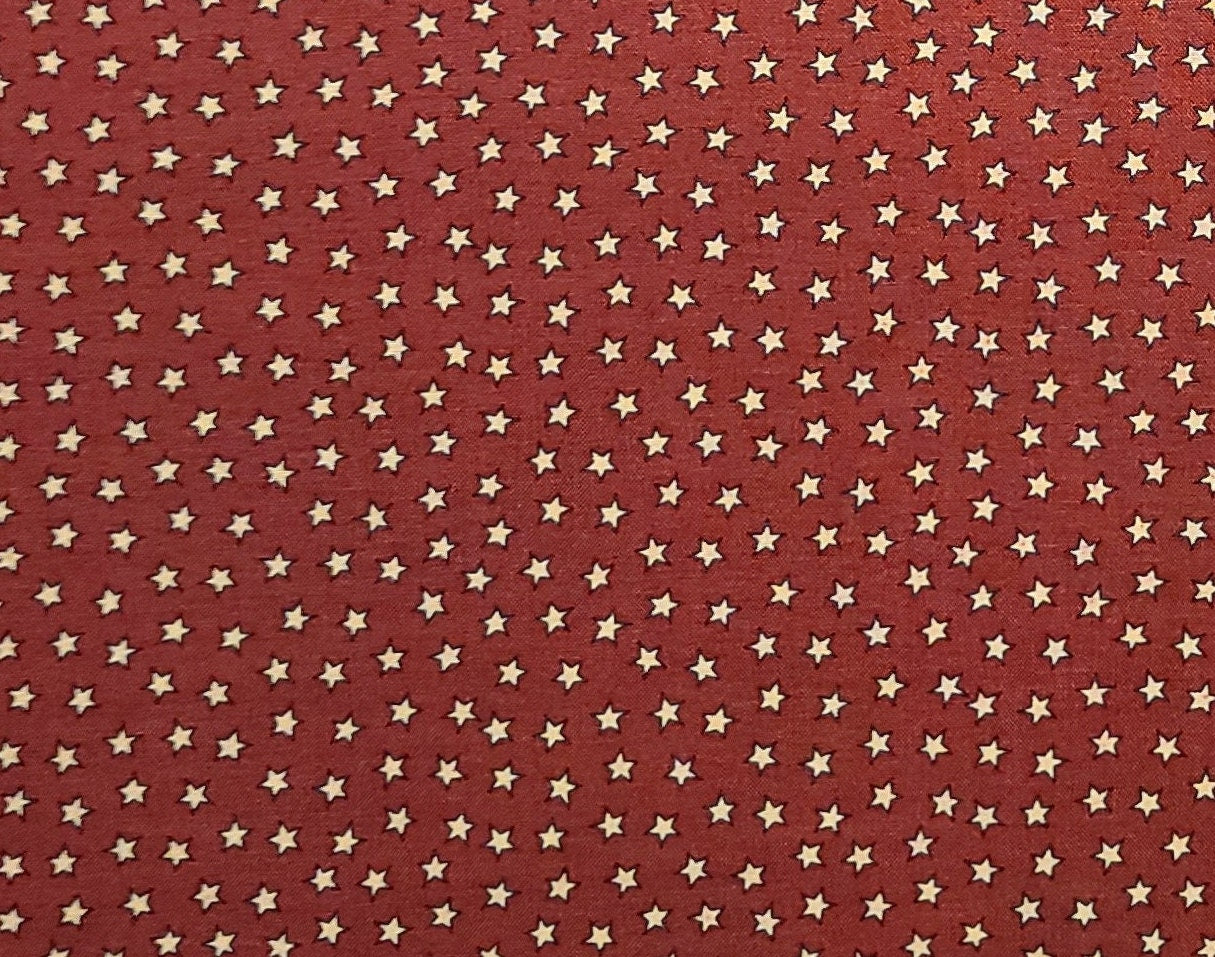 MBT - Dark Red Fabric / Gold Star Print