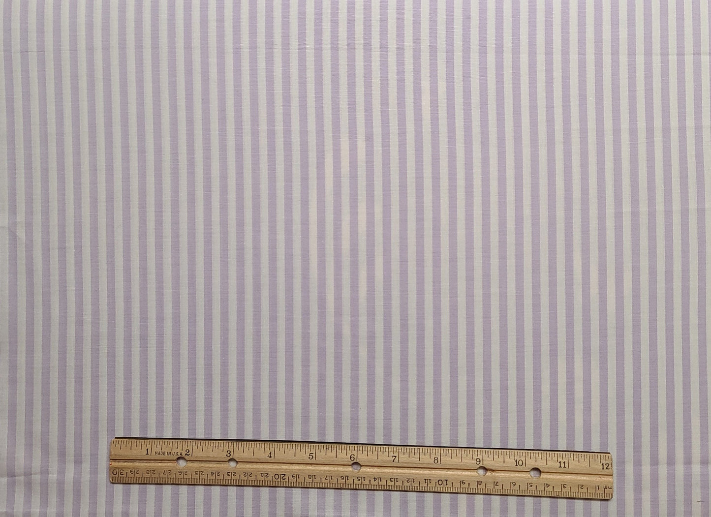 Vintage 36" WIDE Lavender and White Vertical Stripe (Parallel to Selvage) Fabric - Stripes are Appr 1/4" wide - Selvage to Selvage Print