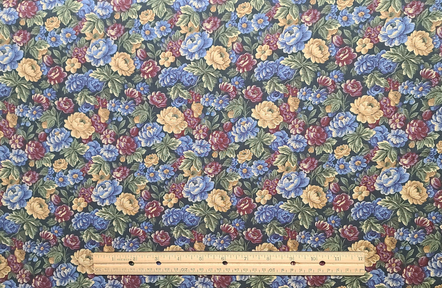 Colorshop by VIP Cranston Print Works Co - Dark Green Fabric / Burgundy, Gold, Blue, Green Flower Print