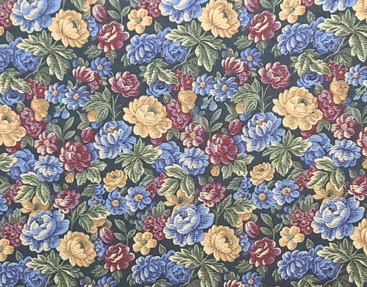 Colorshop by VIP Cranston Print Works Co - Dark Green Fabric / Burgundy, Gold, Blue, Green Flower Print