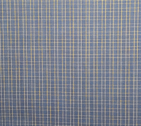 Blue and Gold Plaid Fabric - Selvage to Selvage Print