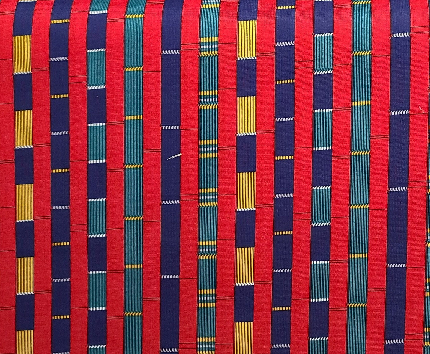 Mary Ellen Hopkins Collection for SSI - Red, Green, Dark Blue, Gold Vertical Stripe (Parallel to Selvage) Fabric