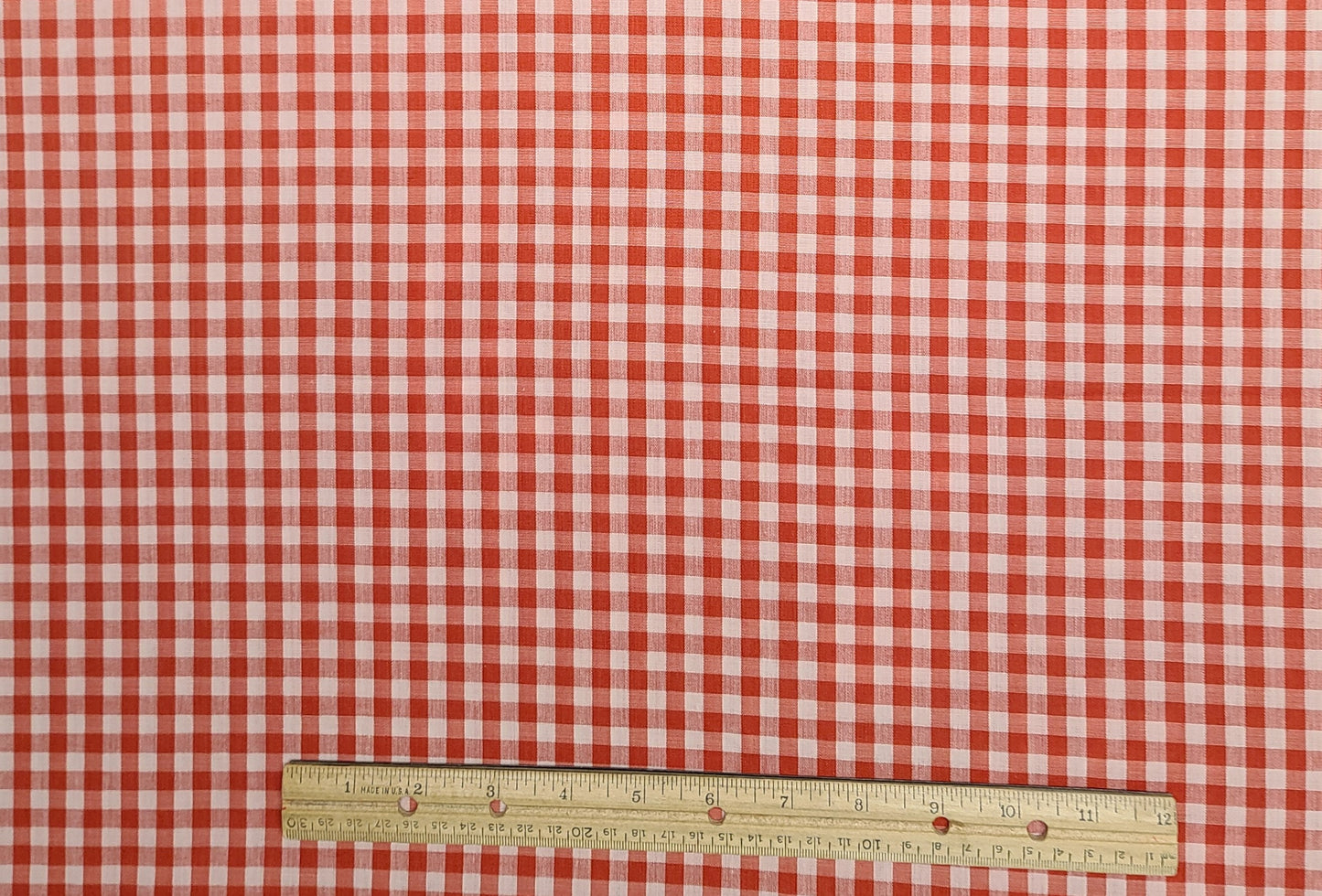 Vintage 44" WIDE Red and White 1/4" Gingham Fabric