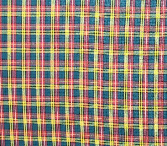 Vintage 45" WIDE Red, Green, Yellow Plaid Shirtweight Fabric