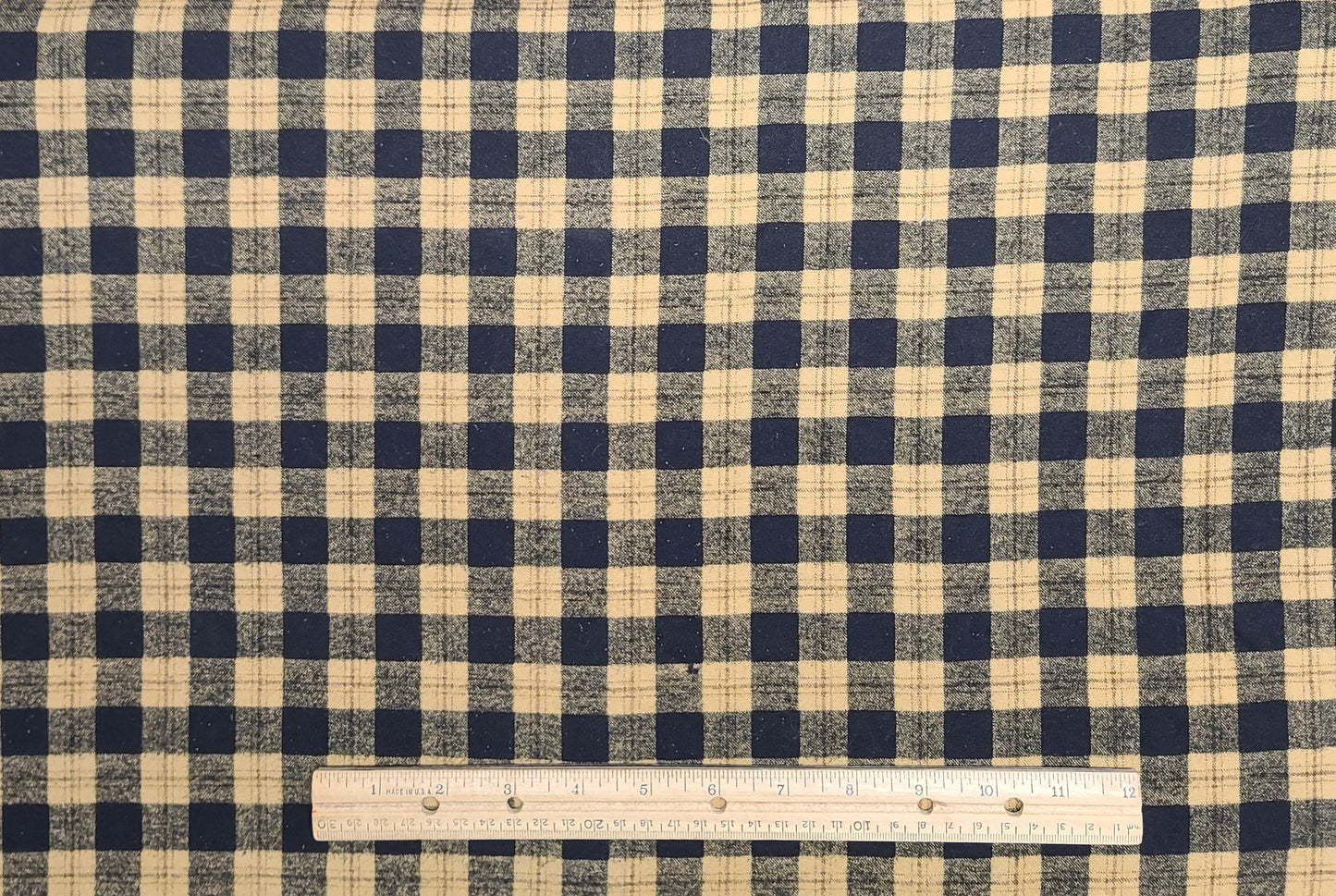 FLANNEL - Fabric Traditions 1995 #2240 - Tan and Black Plaid Fabric