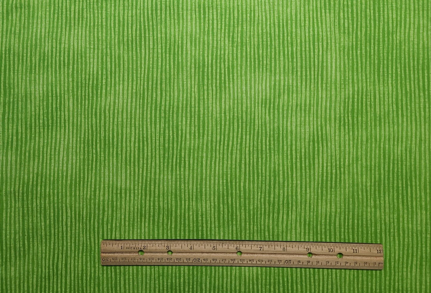 Bright Green Wavy Vertical Stripe (Parallel to Selvage) Fabric - Selvage to Selvage Print