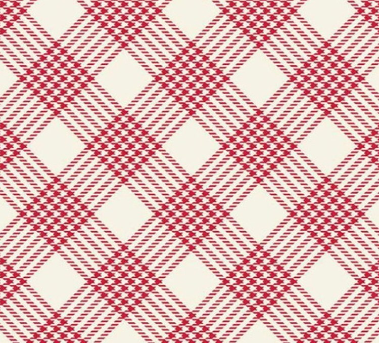 Riley Blake Designs Pattern C14844-CREAM Merry Little Christmas by My Mind's Eye 2024 Plaid Cream - Cream Fabric / Red Plaid