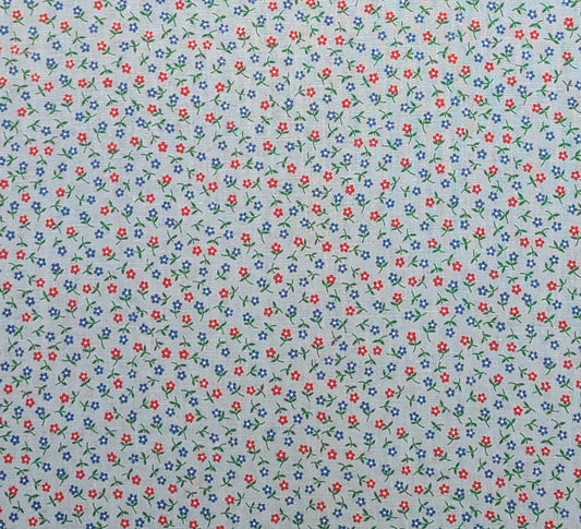 Pacific OTC Div of M Lowenstein Corp - Light Blue Fabric / Red, Blue Vintage Flower Print