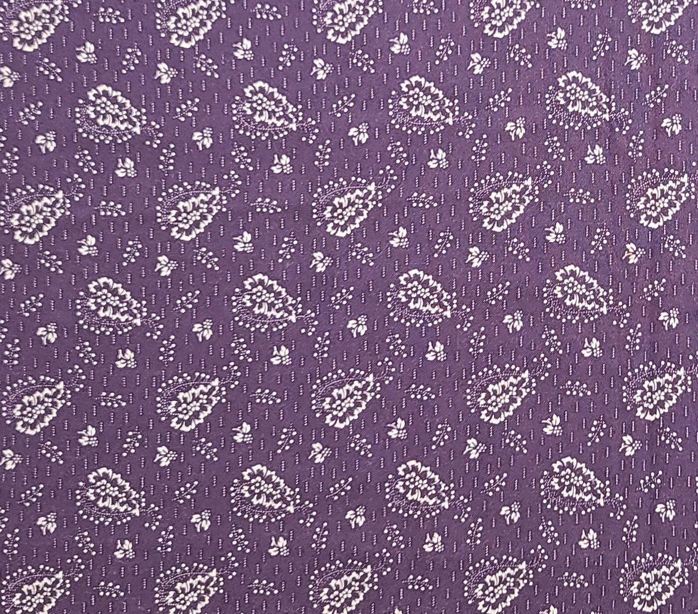 Wine Colored Fabric / Cream Reproduction Style Flower Print - Selvage to Selvage Print