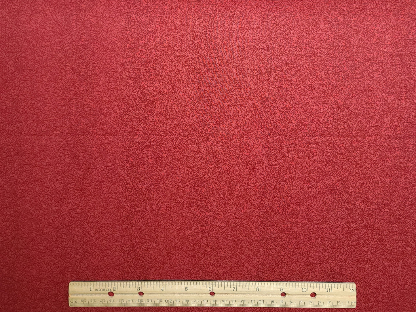 Keepsake Calico JoAnn Fabrics - Red Fabric / Black Allover Leaf Print