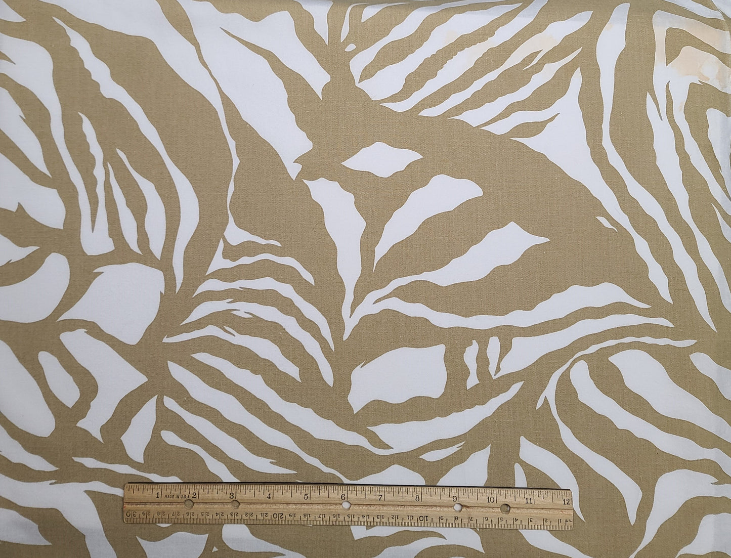 White and Golden Tan Zebra Print Fabric - Selvage to Selvage Print