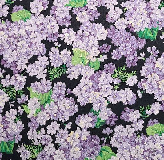 EOB - VIP Cranston Print Works - Black Fabric / Lavender Lilac Print