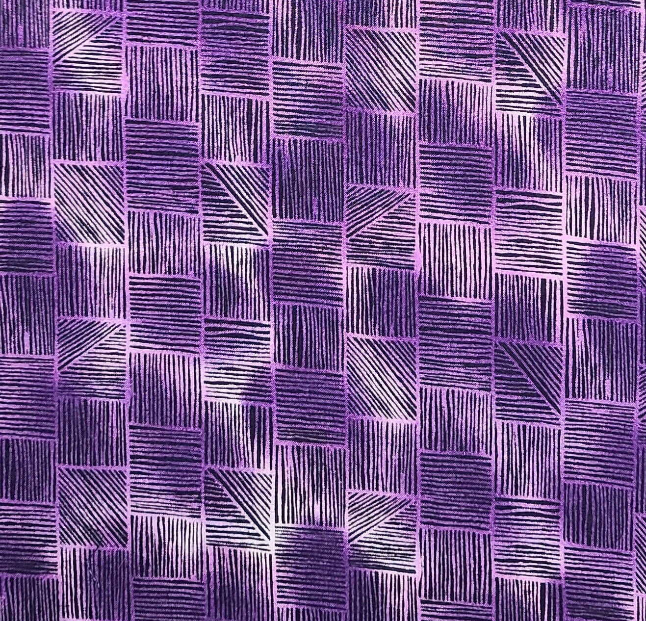 Ruby Balais for SSI - Purple, Pink, White, Black Block Pattern Fabric