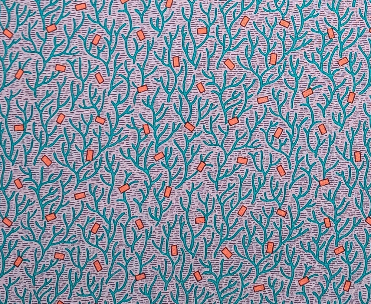 EOB - Pilgram/Roy for P&B Textiles - Light Purple Tonal Fabric / Teal and Coral Print