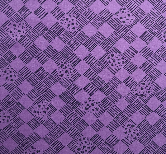 Peter Pan Fabrics Inc - Purple Fabric / Black Stripe and Dot, Check Pattern