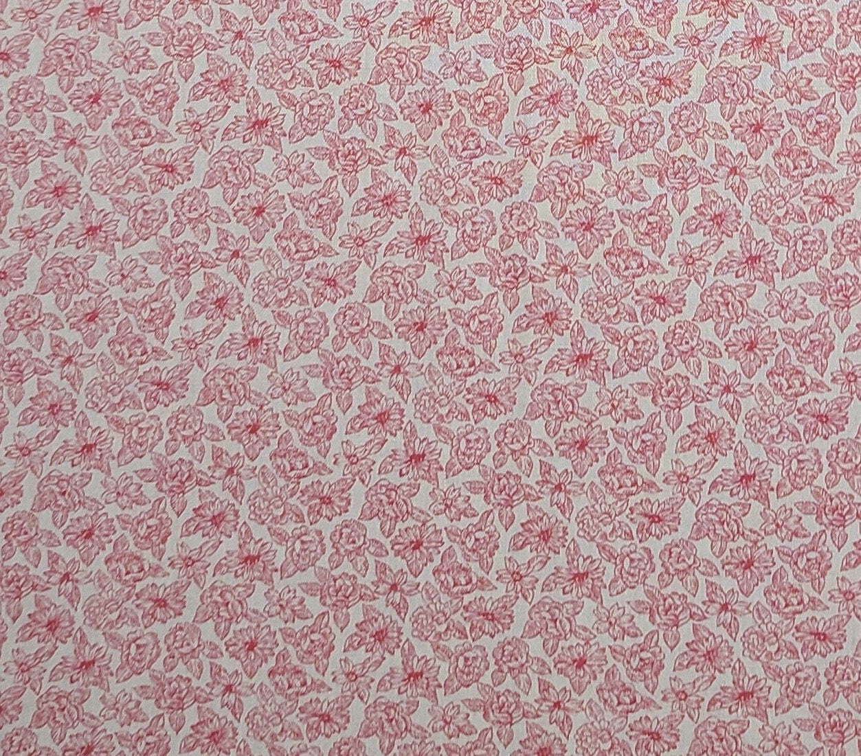 Soft White Fabric / Pink Floral Print - Selvage to Selvage Print