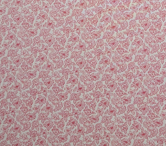 Soft White Fabric / Pink Floral Print - Selvage to Selvage Print