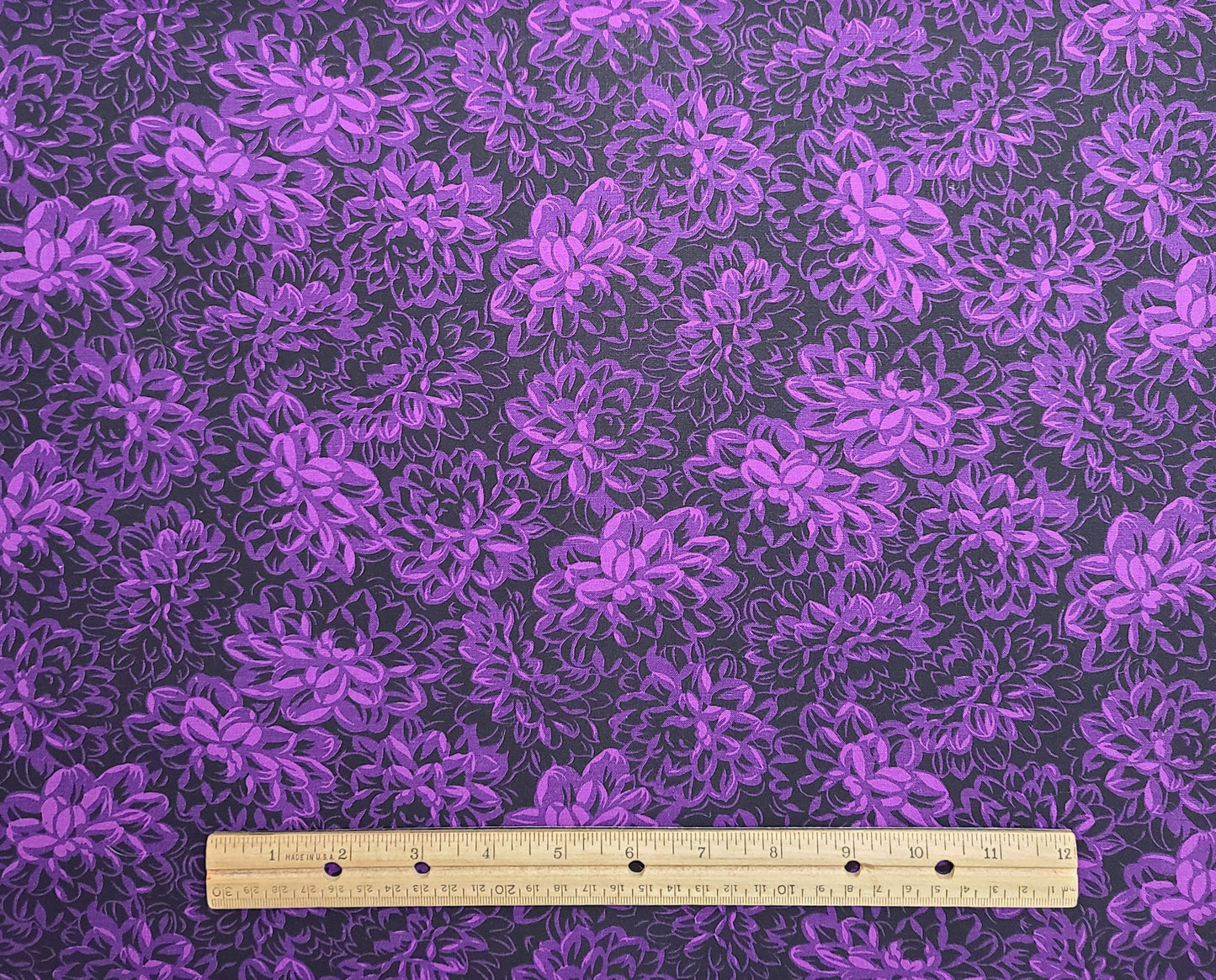 Jinny Beyer for Mr RJR Fashion Fabrics - Black Fabric / Bright Purple and Pink Flower Print