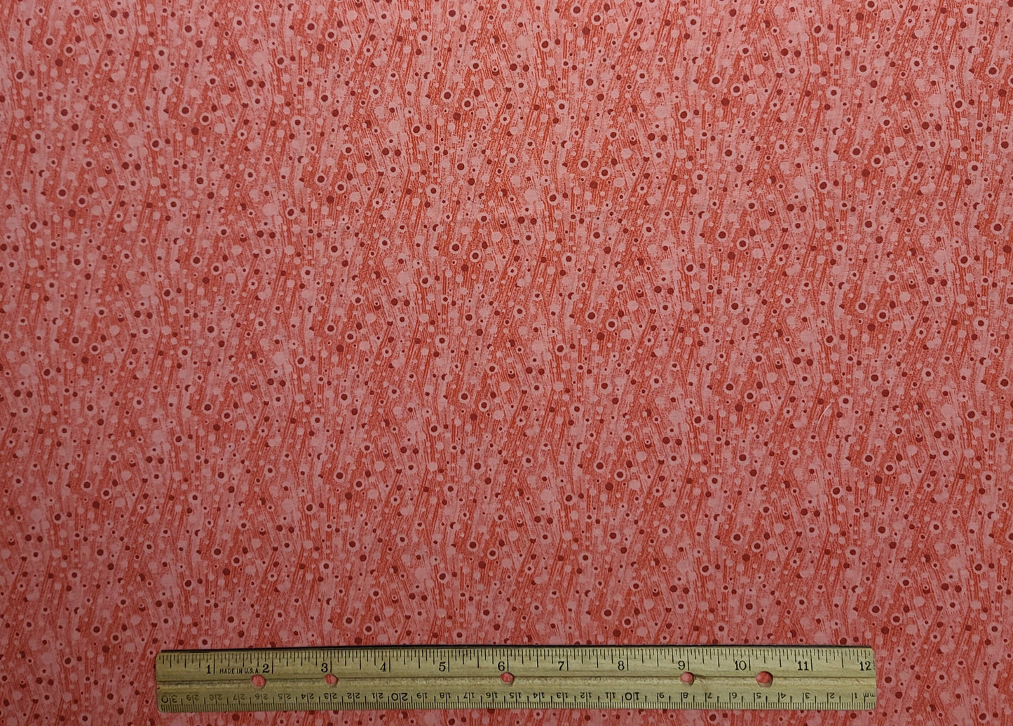 Salmon Pink Tonal Fabric / Red Spots - Selvage to Selvage Print