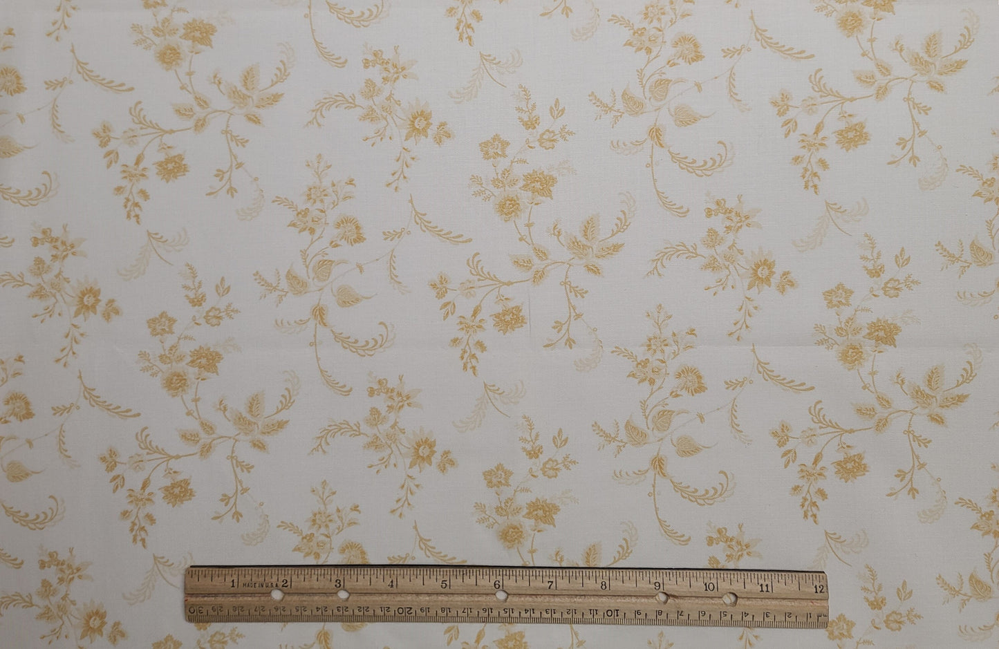 Block Party by Thimbleberries 2013 for RJR Fashion Fabrics - Cream Fabric / Gold Flower and Vine Print