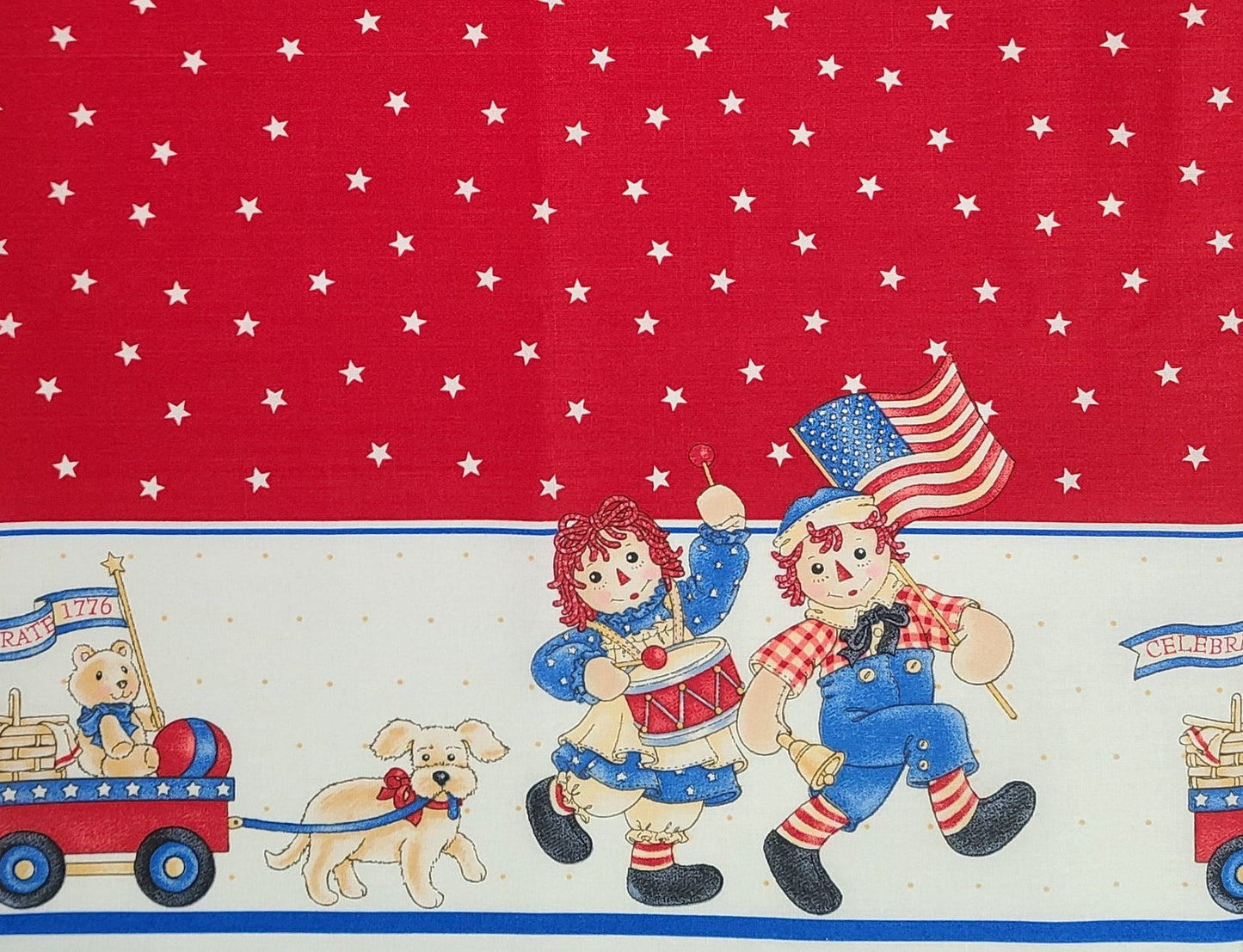 Daisy Kingdom 4658 Raggedy Ann Patriotic Border for Springs/Simon Schuster/United Media - Red and White Star Fabric / Raggedy Ann Border