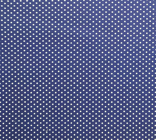 Blue Canvas Fabric / White Pin Dot Print - Selvage to Selvage Print