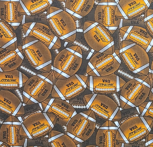 David Textiles Inc - Dark Brown Fabric / Allover Football Print