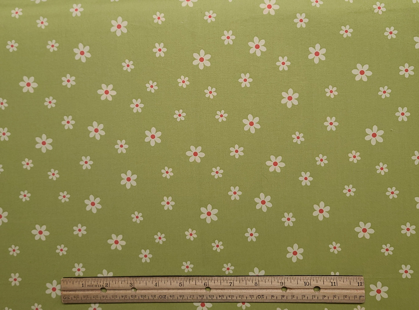 Sanibel by Heather Mulder Peterson Deb Mulder for Henry Glass & Co - Lime Green Fabric / White and Dark Pink Flower Print