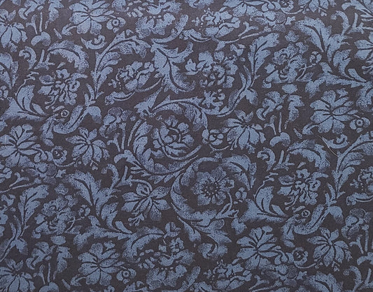 Watercolor Impressions by Pat Margaret & Donna Slusser for SSI - Midnight Blue Tonal Damask Flower Print Fabric