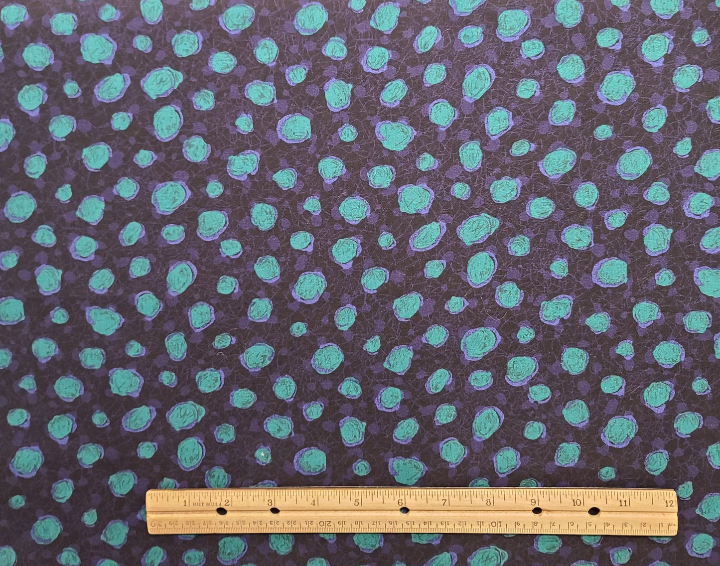 Nancy Crow for John Kaldor - Dark Blue Fabric / Purple and Bright Blue Print