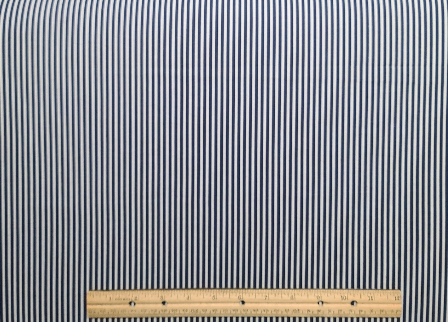 Dark Blue and White Vertical Stripe (Parallel to Selvage) Fabric - Selvage to Selvage Print