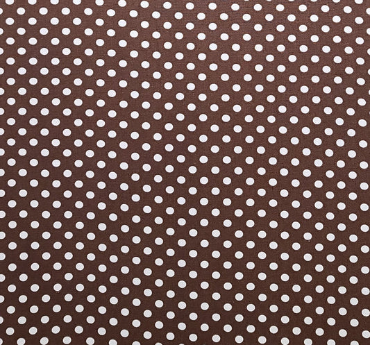 Dark Brown Fabric / White Polka Dot Print - Selvage to Selvage Print