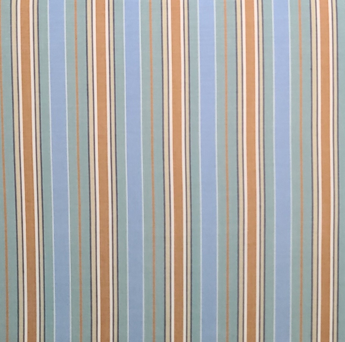 Light Blue, Aqua, Gold, Tan, White Vertical Stripe (Parallel to Selvage) Fabric - Selvage to Selvage Print