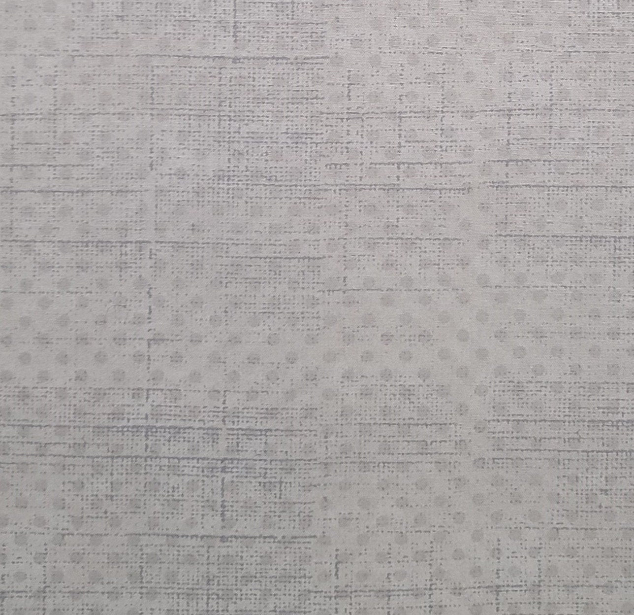 Keepsake Calico JoAnn Fabrics - White Fabric / Pale Gray Polka Dot / Gray "Mesh" Print