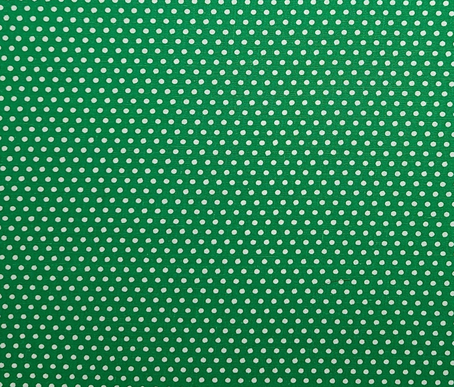 Bright Grass Green Fabric / White Polka Dot Print - Selvage to Selvage Print