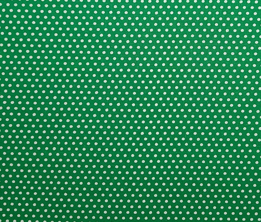 Bright Grass Green Fabric / White Polka Dot Print - Selvage to Selvage Print