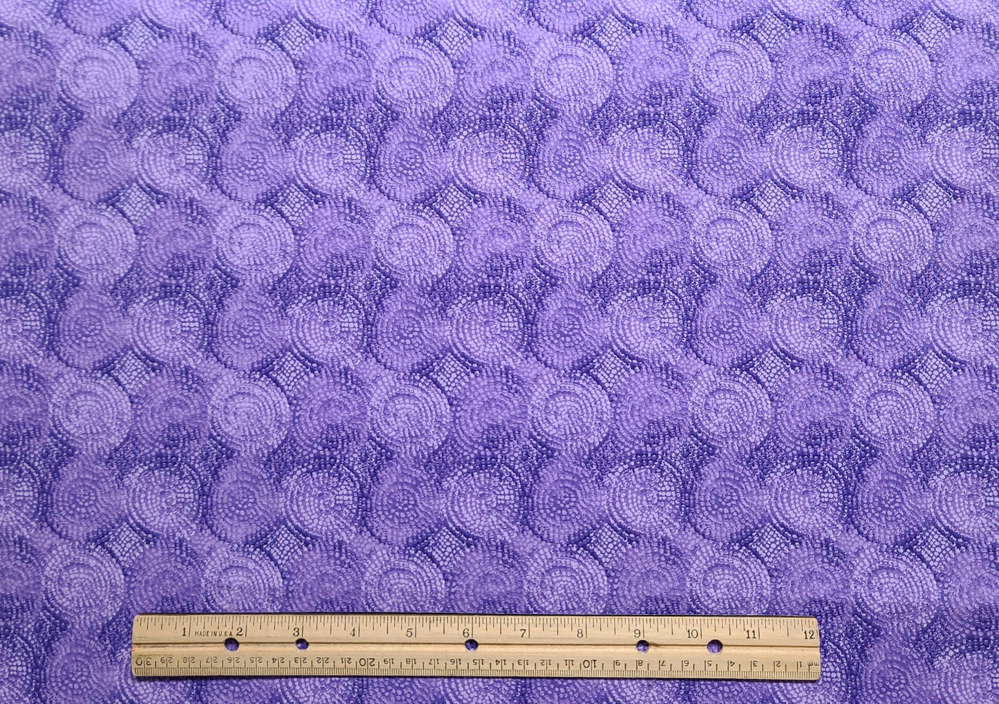 EOB - Purple Tonal Mosaic Circle Print Fabric - Selvage to Selvage Print