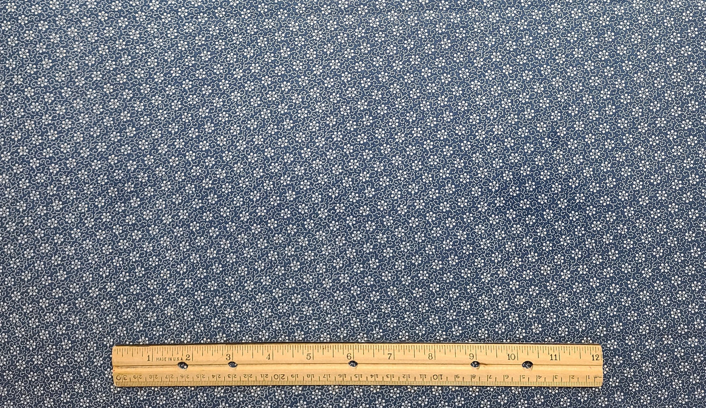 Faye Liverman Burgos for Marcus Brothers Textiles - Navy Fabric / White Dot Flower Print