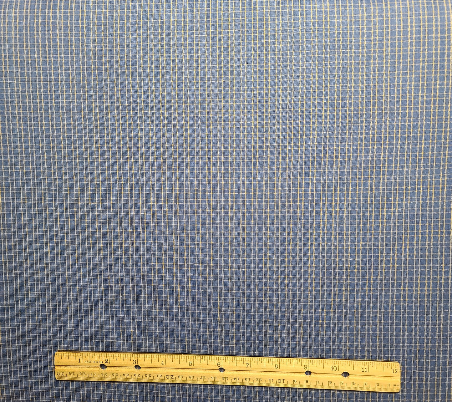 Blue and Gold Plaid Fabric - Selvage to Selvage Print