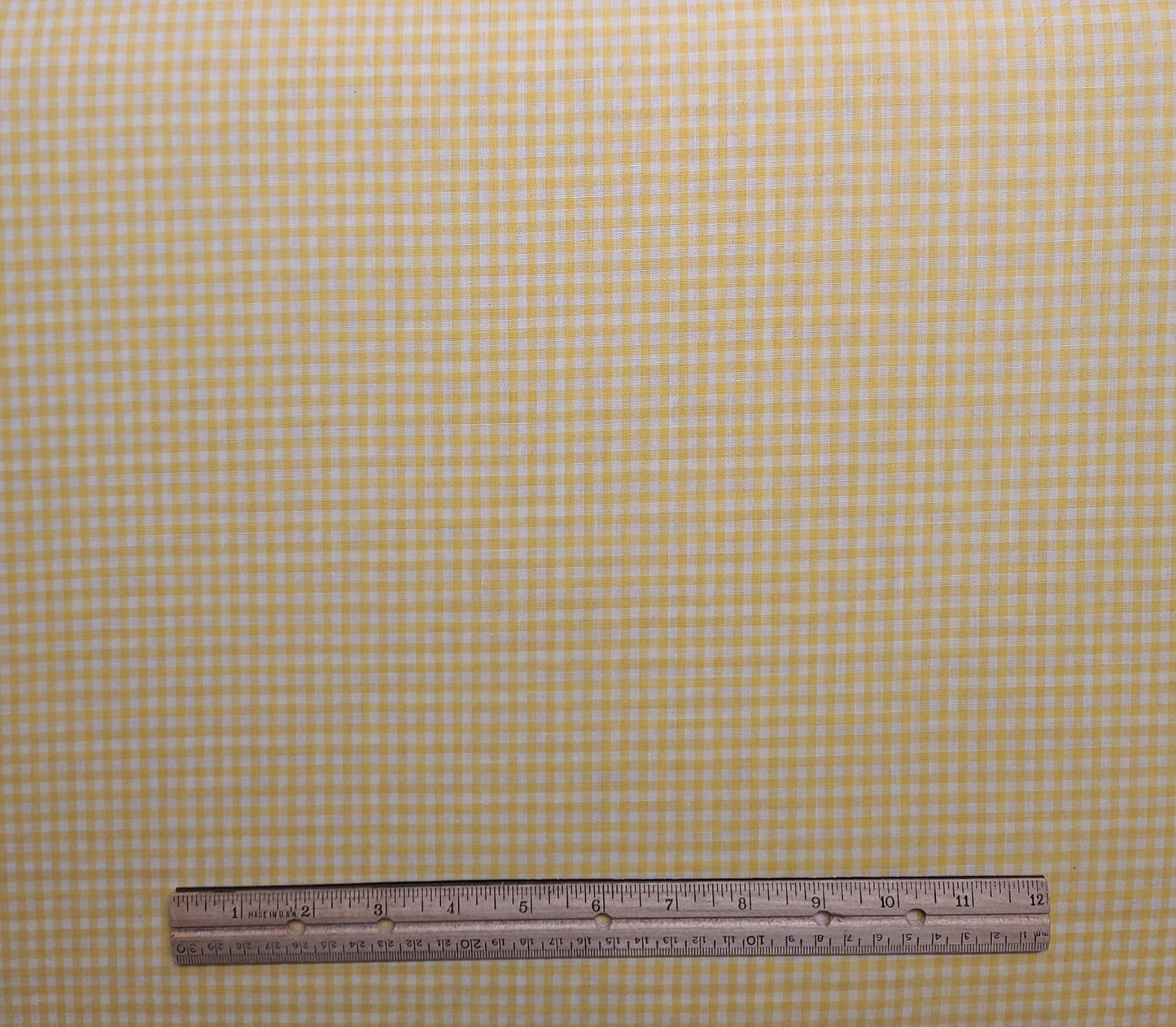 Yellow and White 1/8" Gingham Print Fabric - Selvage to Selvage Print