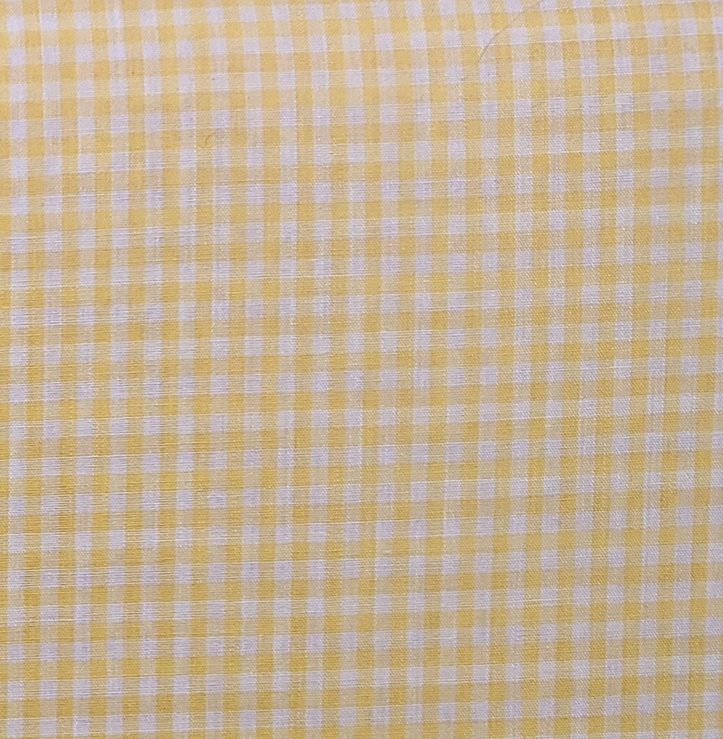 Yellow and White 1/8" Gingham Print Fabric - Selvage to Selvage Print