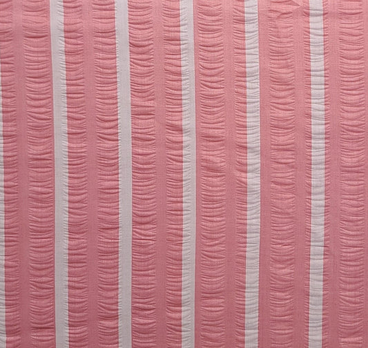 Crinkle Cotton - Pink and White Stripe