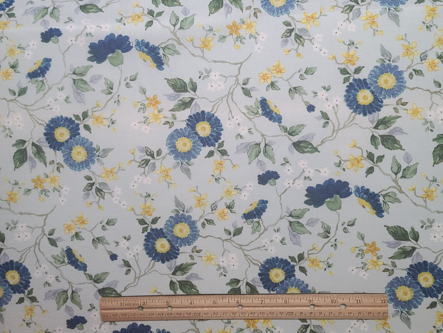 Tracy Porter JoAnn Fabrics - Pale Blue Fabric / Blue, Yellow, White Flower and Vine Print