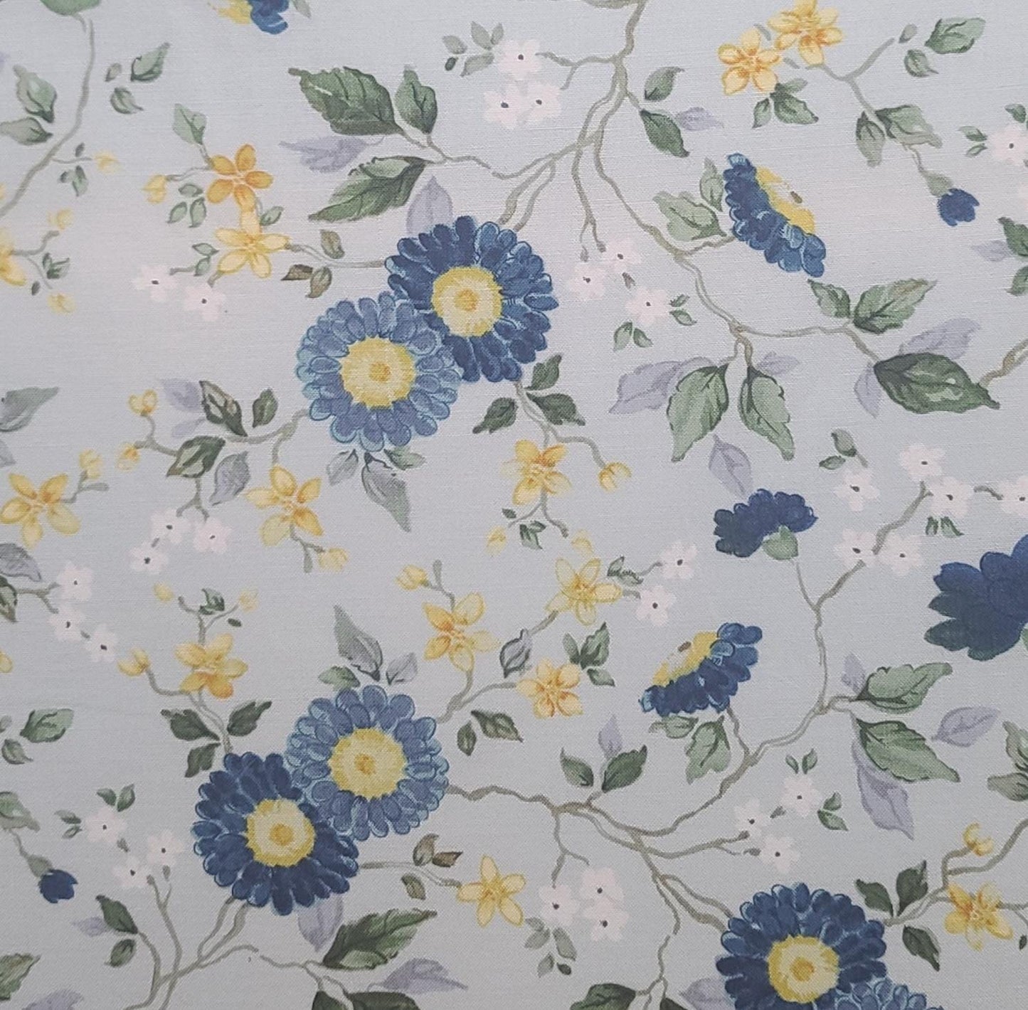 Tracy Porter JoAnn Fabrics - Pale Blue Fabric / Blue, Yellow, White Flower and Vine Print